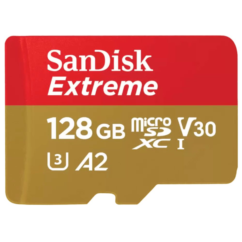 כרטיס זיכרון SanDisk Extreme microSD 128GB 190MB/s קריאה V30 U3 A2