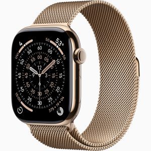 שעון חכם Apple Watch Series 11 GPS+Cellular 46mm Gold Titanium עם רצועת Gold Milanese Loop