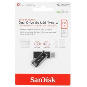 זיכרון USB כפול SanDisk Ultra Dual Drive Go 256GB USB-C + USB-A 400MB/s שחור