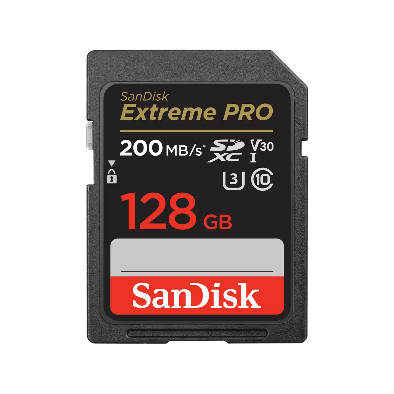 כרטיס זיכרון SanDisk Extreme PRO SDXC 128GB 200MB/s קריאה 90MB/s כתיבה U3 V30 4K UHD