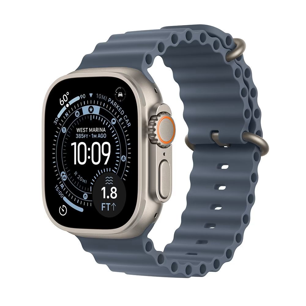 שעון חכם Apple Watch Ultra 3 49mm Natural Titanium רצועת Ocean Anchor Blue