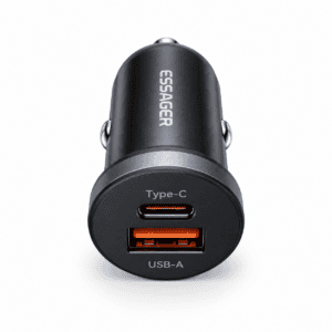 מטען לרכב Essager 30W USB-C + USB-A טעינה מהירה PD / QC 3.0 בצבע שחור