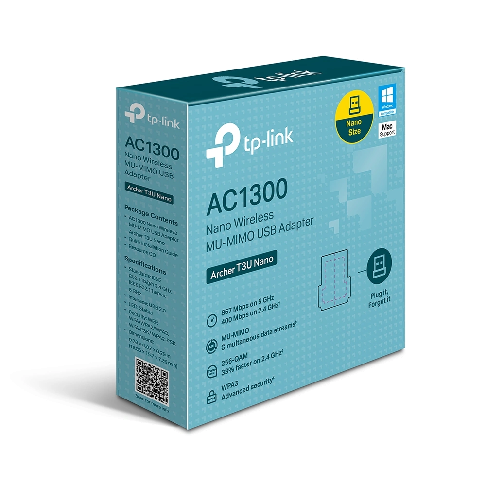 כרטיס רשת אלחוטי USB AC1300 TP-Link Archer T3U Nano – תמונה 2