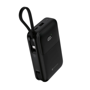 מטען נייד Miracase 20,000mAh עם כבלי USB-C ו-Lightning מובנים שחור